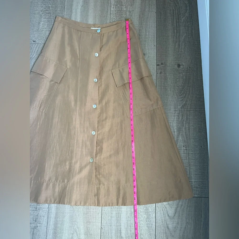 Vince Women’s Linen Blend Utility Button-Down Midi Skirt Size 10 - Picture 8 of 12